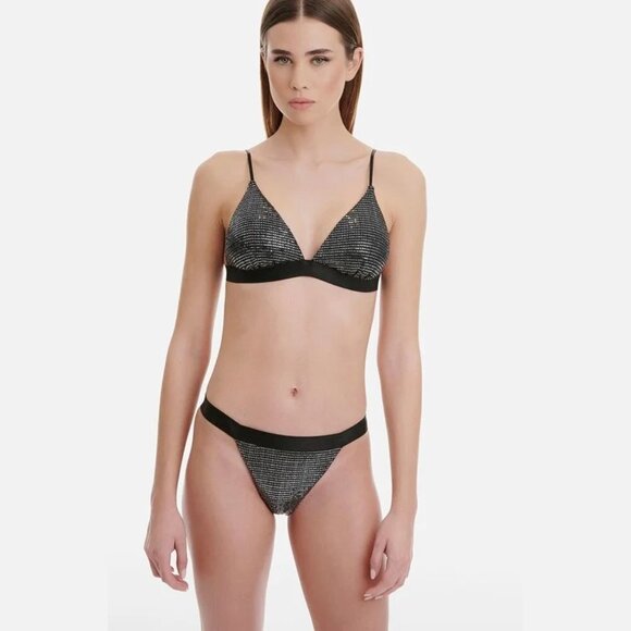 NWT Sugarfree metallic accent triangle bikini top & bikini bottom set - Picture 1 of 15